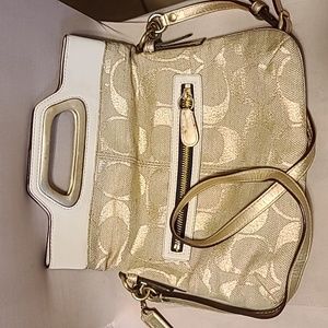 Coach purse. Shoulder strap. Handles. Gold/Yellow.